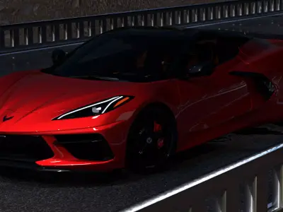 Rigacar sports car driving on highway 3D model