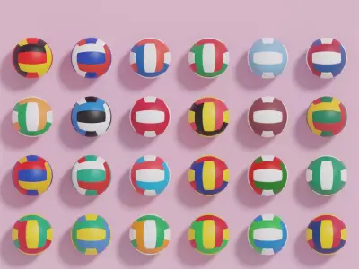 Flag Volleyball Ball Collection 3D model