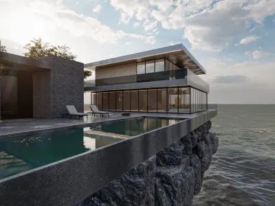 Luxurious Villa with Infinity Pool and Sea View - Lumion Ready 3D model