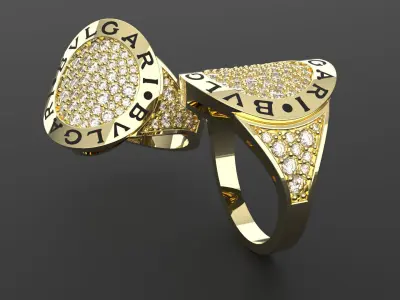 Inspired Gold Ring with Diamonds 3D print model