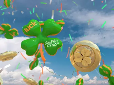 St Patrick Balloons 3D Model 3D model