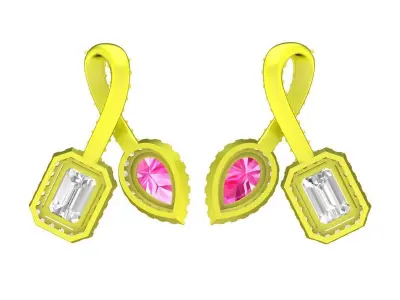 7306 Luxury Korean Style Diamond Earrings 3D print model