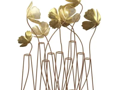 Gold Metal Flower Sculpture 3D model