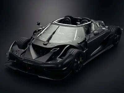 Koenigsegg One 1  Full Exposed Carbon - Interior and Engine Bay Low-poly 3D model