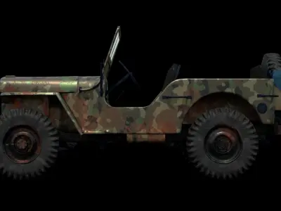 4K Old Jeep Low-poly 3D model