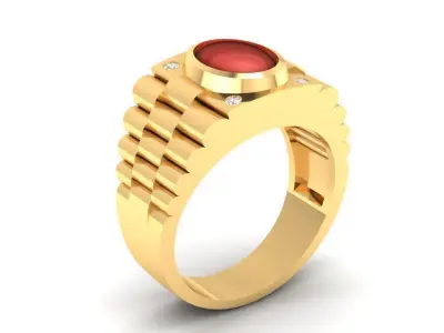 Mens Red Gemstone Gold Ring Jewelry 3D Model 327 3D print model
