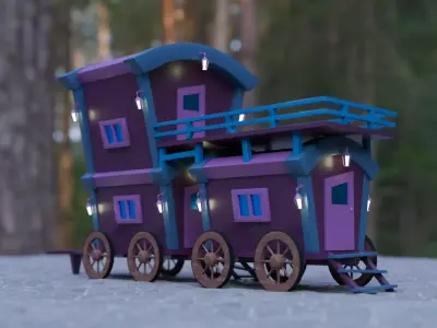 wagon cartoon theme Low-poly 3D model 3D model