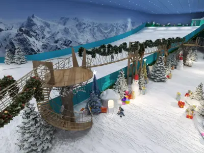 Indoor ski slope Low-poly 3D model