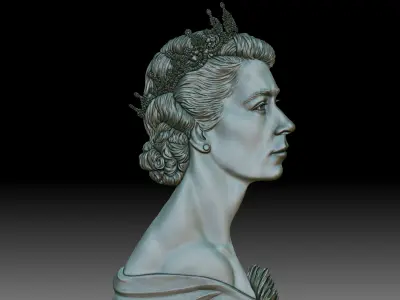 Queen Elizabeth II coin portrait 3D print model