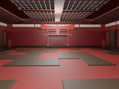 Dojo Fighting Hall Low-poly 3D model