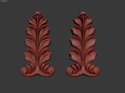 3D Carved decor vertical 3D model