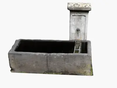 Photo-Scanned German Fountain Low-poly 3D model