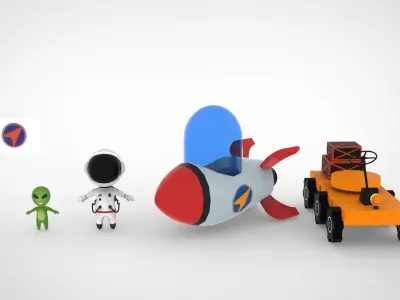 Astronaut Cartoon Free low-poly 3D model