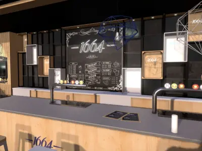 Bar restaurant interior design architecture Low-poly 3D model