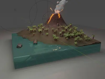 Volcanic Island Free low-poly 3D model