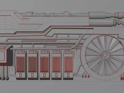 Sci-Fi Wall Low-poly 3D model