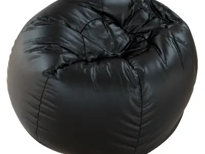 Round Leather Bean Bag 3D model