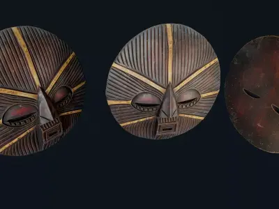 African Decor Mask 7 Low-poly 3D model