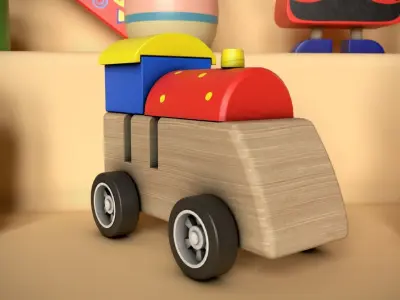 Wooden Toys Package Low-poly 3D model