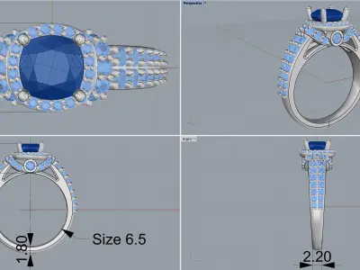 Cloud Nine Engagement Ring 3D print model