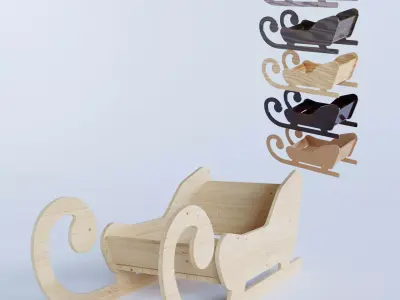 Wooden Toy Sleigh 3D model
