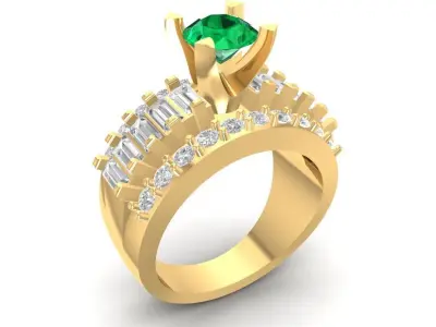Luxury Emerald Diamond Cocktail Ring for Women  1150 3D print model