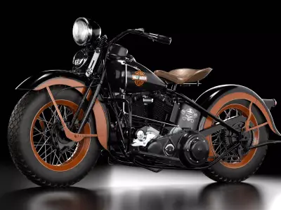 Harley Davidson Knucklehead 1936 Motorcycle Low-poly 3D model