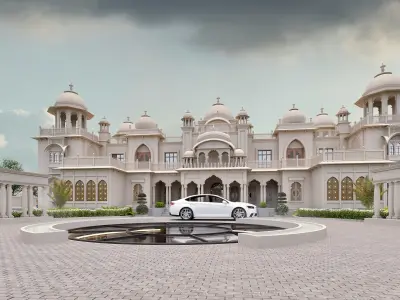 Indian Rajasthani architecture palace house 3D model