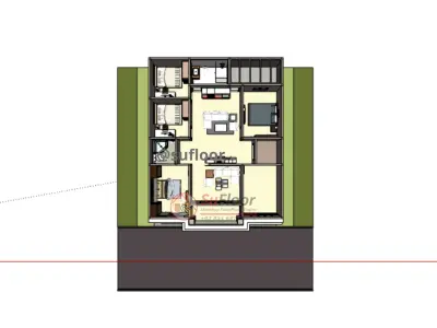 House 10x12m code 410 - Sketchup 3D model