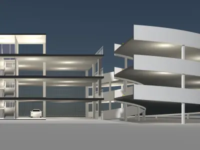 Parking garage building in cutaway section 25-28 3D model