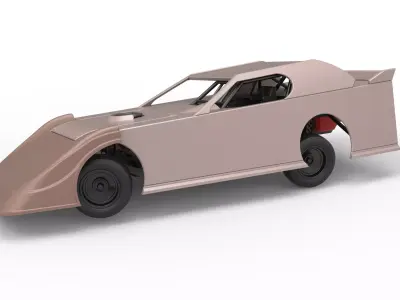 Dirt Modified Super stock car while turning Scale 1 to 25 3D print model