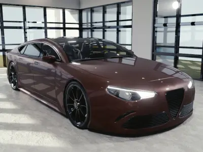 BLENDER EEVEE Brandless Mid Size 4 door coupe Low-poly 3D model