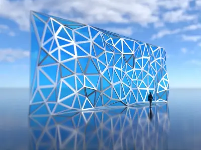 Triangulated Wall Random Pattern Offset Frame Parametric 3D model