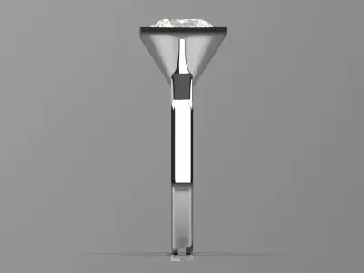 Minimalist hexagonal ring modern single gem ring model sr0055 3D print model