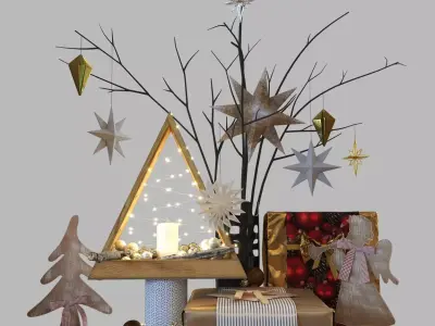 New Year Decor Set Low-poly 3D model