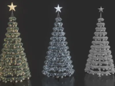 Modern Artficial Wire Decorated Christmas tree 3D model