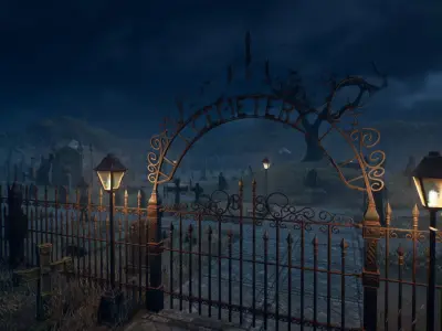 PBR Cemetery Asset Pack for Unreal Engine Low-poly 3D model