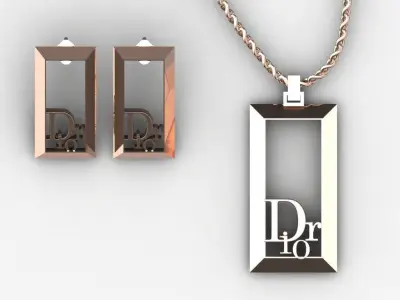 dior set pendant and earrings 3D print model