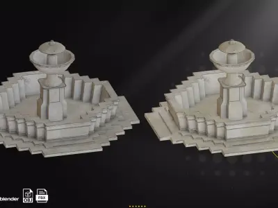 20 Concrete Fountains Game Ready Pack Low-poly 3D model