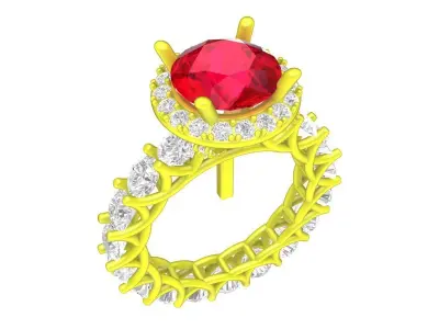 A7670 Luxury Halo Diamond Eternity Engagement Ring 3D print model