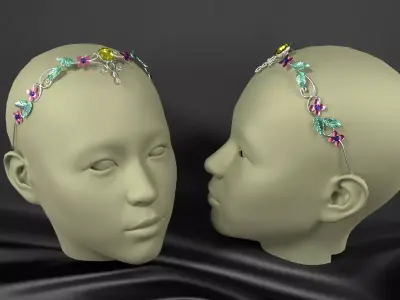 diadem mannequin head with flower crown 3D model