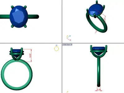 Oval Solitaire Ring Printable model 3dmodel  3D print model