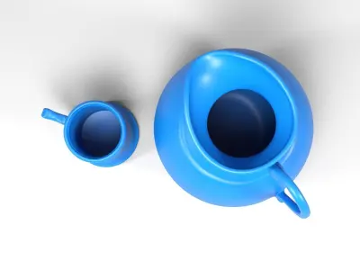 Medieval jug and glass 3D print model