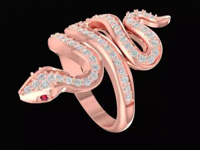 Luxury Snake Shape Diamond Men Ring 3581 3D print model