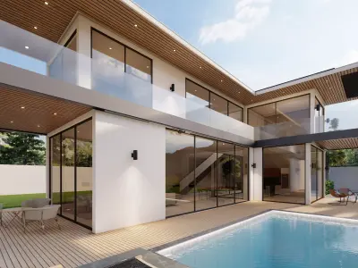 Modern Villa with Pool Landscape Terrace 3D model