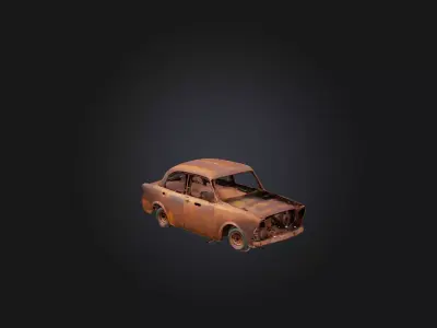 Rusted Car Frame Low-poly 3D model