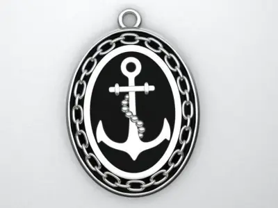 Anchor pendant with and chain 3D print model