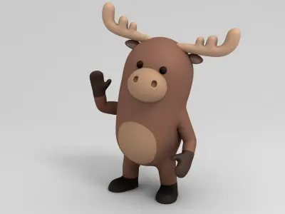 Rigged Cartoon Moose 3D model