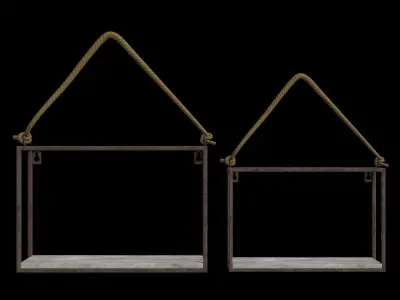 Rustic Industrial Shelf Low-poly 3D model