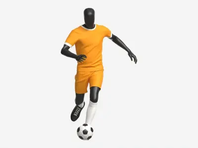 Male Mannequin in Soccer Uniform in Action 01 3D model
